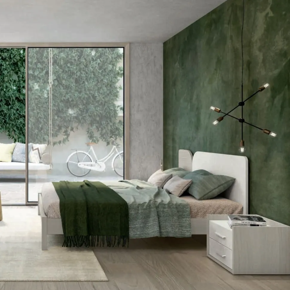 Letto matrimoniale con testiera bicolore sagomata Linus 15 colorazioni