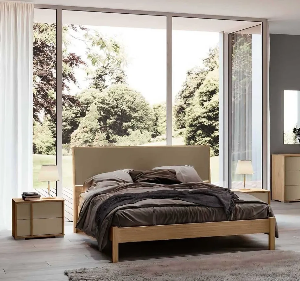 Letto matrimoniale con testiera bicolore Porter disponibile in 2 misure e vari colori