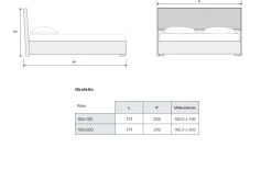 Letto matrimoniale con testiera bicolore Porter disponibile in 2 misure e vari colori