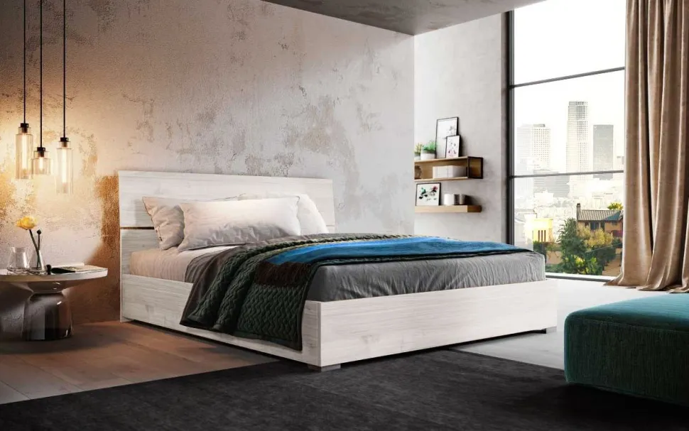 Letto matrimoniale con testiera snodata Mizar disponibile in vari colori
