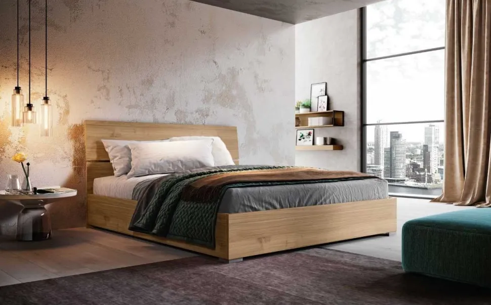 Letto matrimoniale con testiera snodata Mizar disponibile in vari colori