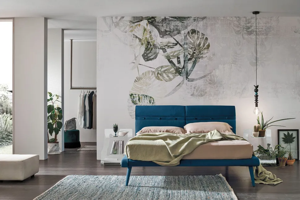 Letto matrimoniale Corfù linea Dreamer in finitura Blu