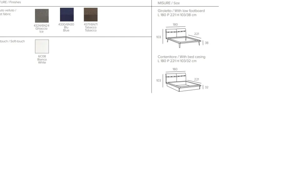 Letto matrimoniale Corfù linea Dreamer in finitura Blu