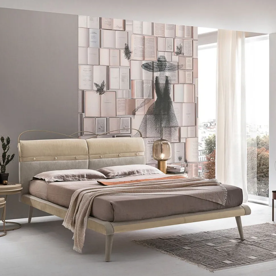 Letto matrimoniale Corfù Plus linea Dreamer in finitura Tortora
