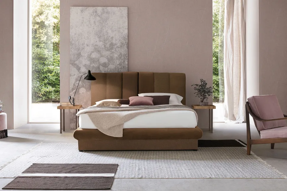 Letto matrimoniale Creta linea Dreamer in finitura Tabacco