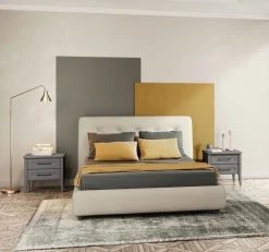 Letto matrimoniale imbottito Kilt linea Ginevra disponibile in vari colori