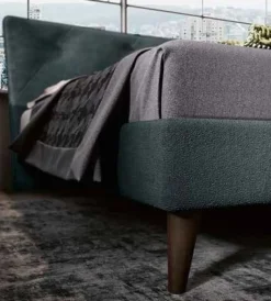 Letto matrimoniale imbottito Verde Petrolio con testiera trapuntata disponibile in vari colori