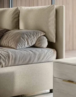 Letto matrimoniale imbottito Natural Dream in tessuto Tortora disponibile in vari colori