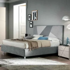 Letto matrimoniale imbottito disponibile in vari colori Vega linea Domino