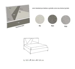 Letto matrimoniale imbottito disponibile in vari colori Vega linea Domino