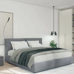 Letto matrimoniale imbottito in tessuto Dani disponibile in vari colori