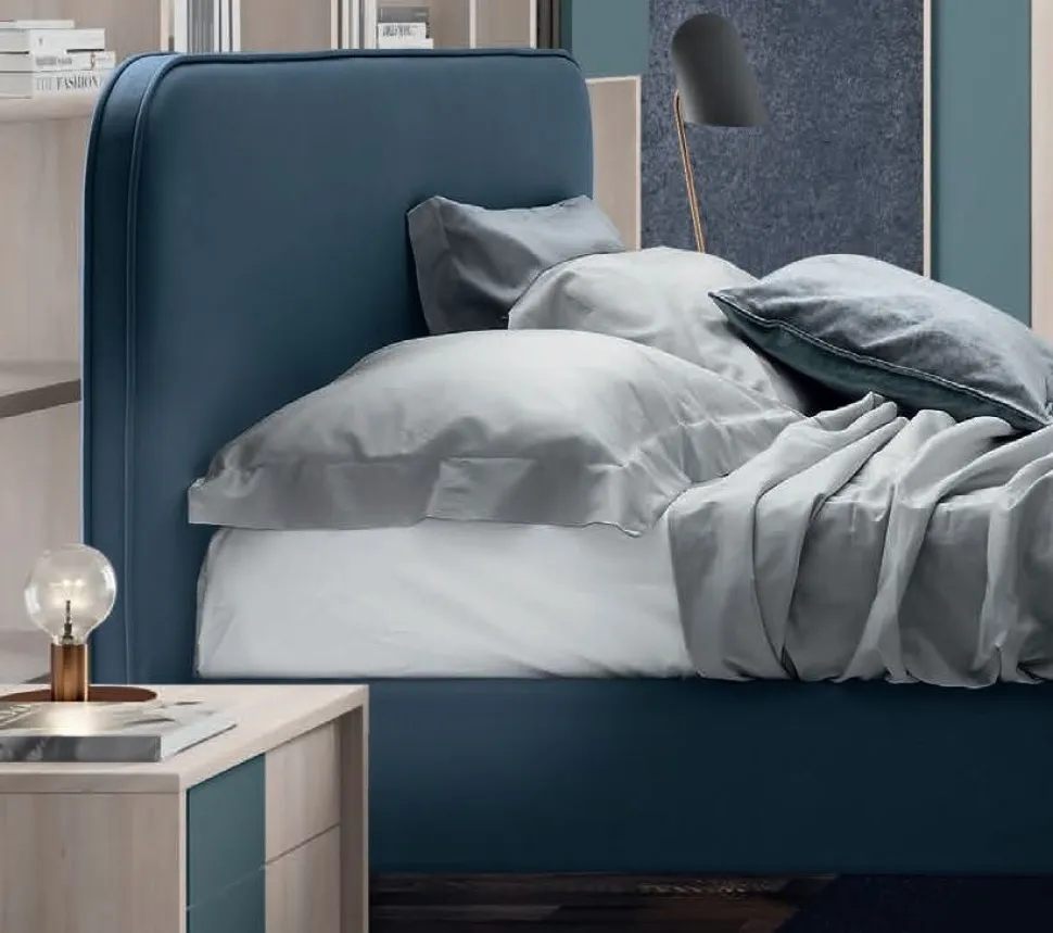 Letto matrimoniale imbottito in tessuto modello Rasty linea Lotto
