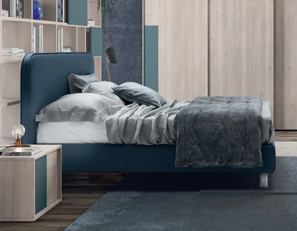 Letto matrimoniale imbottito in tessuto modello Rasty linea Lotto