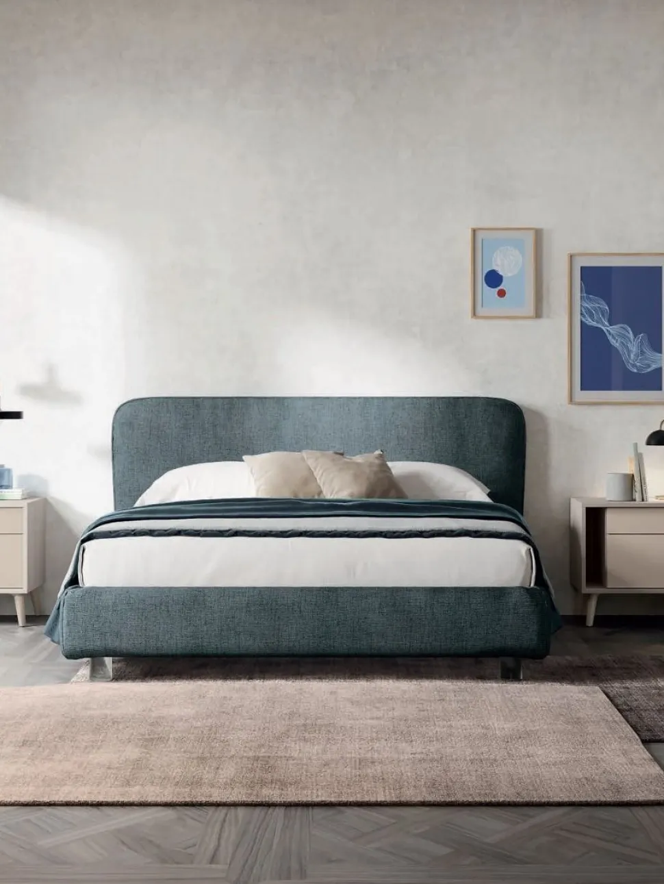 Letto matrimoniale imbottito in tessuto modello Rasty linea Lotto