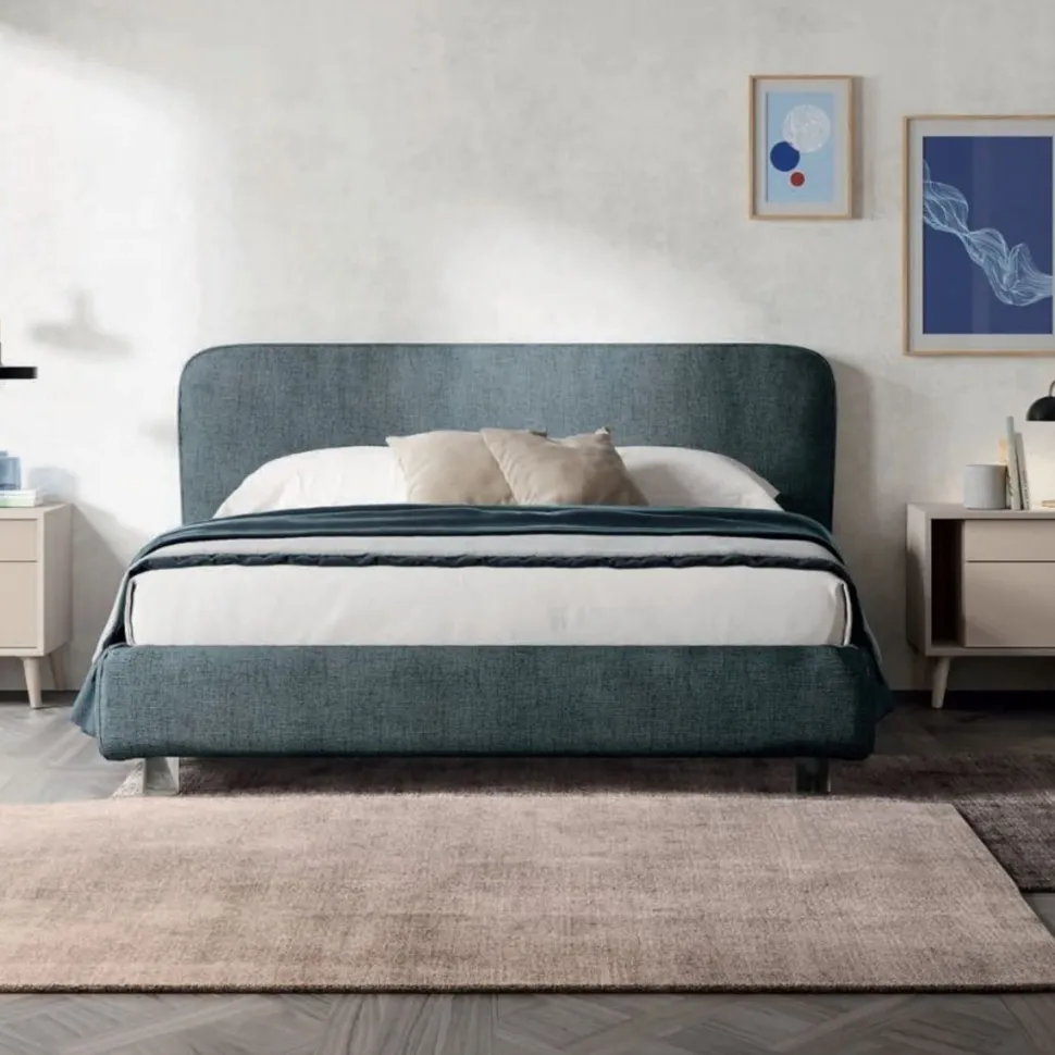 Letto matrimoniale imbottito in tessuto modello Rasty linea Lotto