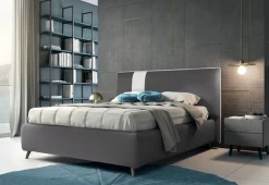 Letto matrimoniale imbottito in tessuto bicolore modello Persefone linea Lotto
