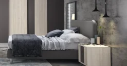 Letto matrimoniale imbottito in tessuto modello Miki linea Lotto