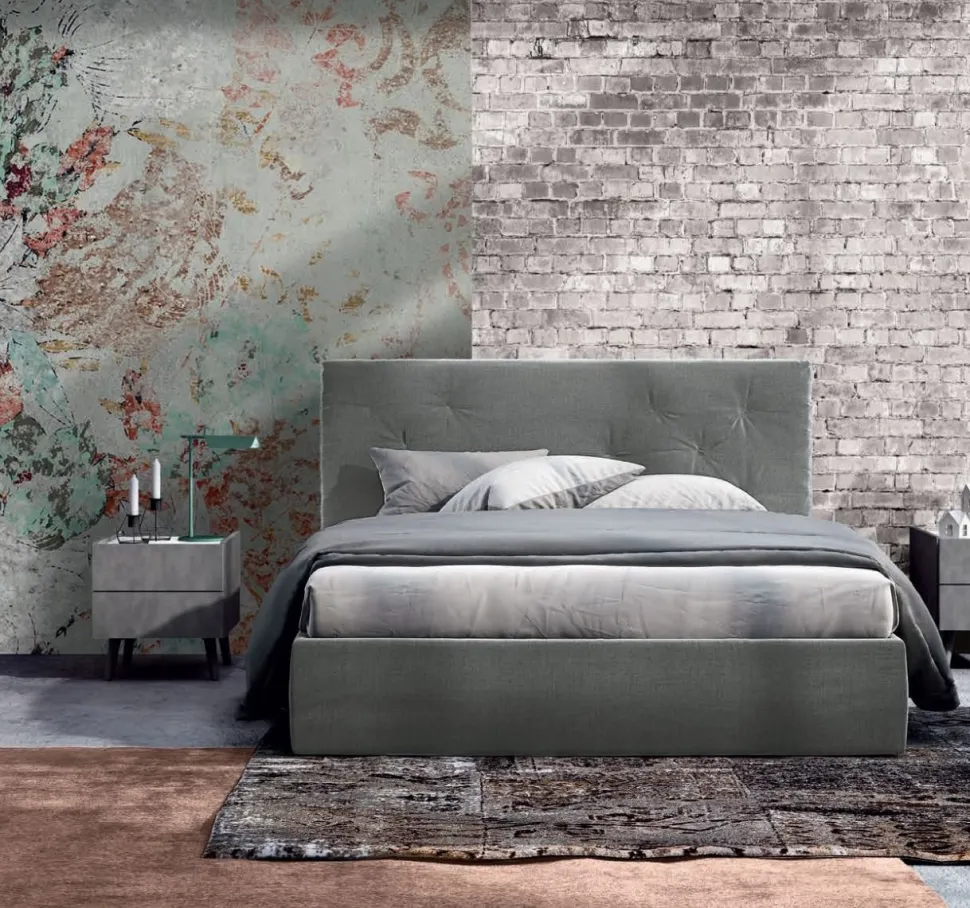 Letto matrimoniale imbottito in tessuto modello Sirio linea Lotto