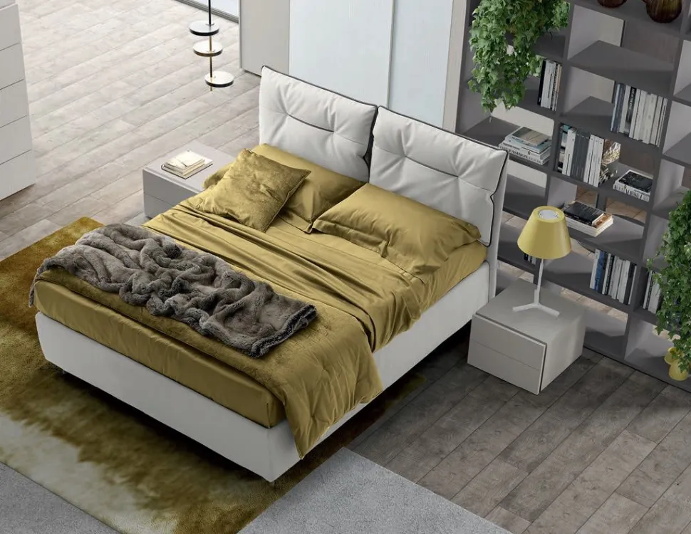 Letto matrimoniale imbottito in tessuto modello Flora linea Lotto