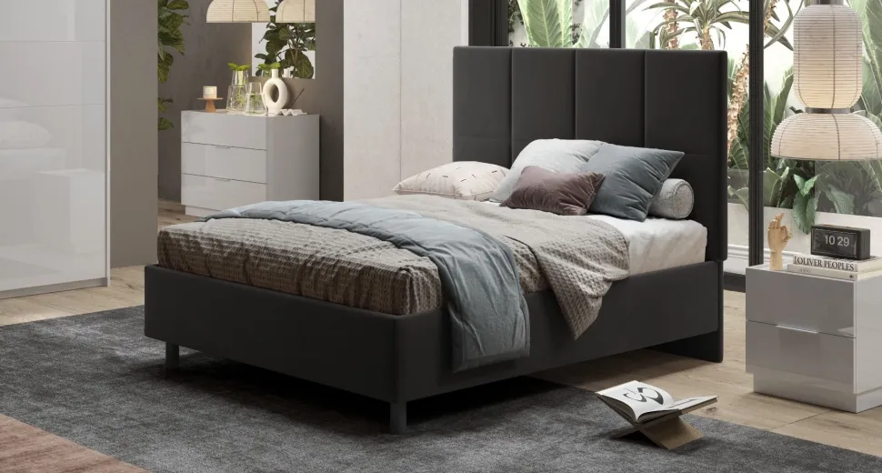 Letto matrimoniale imbottito in velluto Blume linea Chérie disponibile in 7 colori