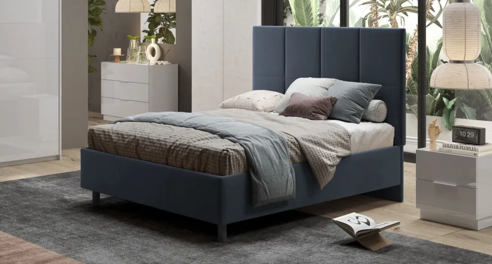 Letto matrimoniale imbottito in velluto Blume linea Chérie disponibile in 7 colori