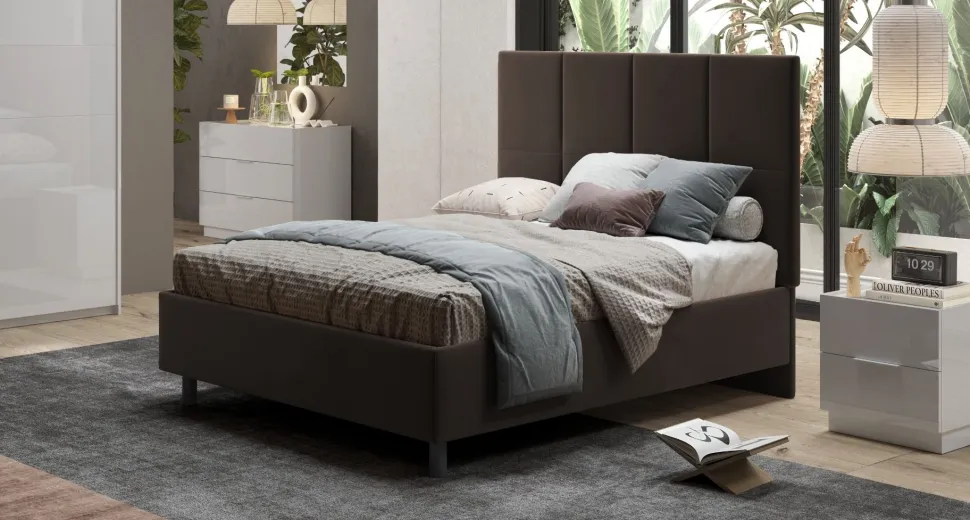 Letto matrimoniale imbottito in velluto Blume linea Chérie disponibile in 7 colori