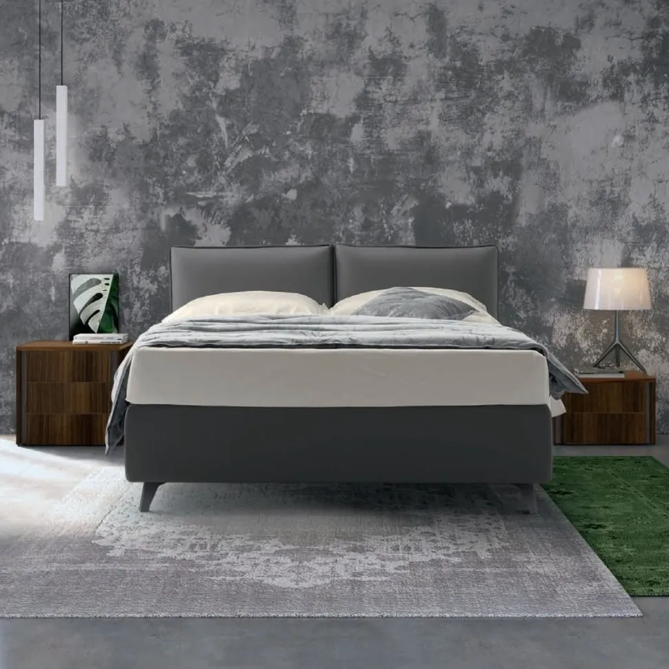 Letto matrimoniale imbottito in tessuto modello Meta linea Lotto