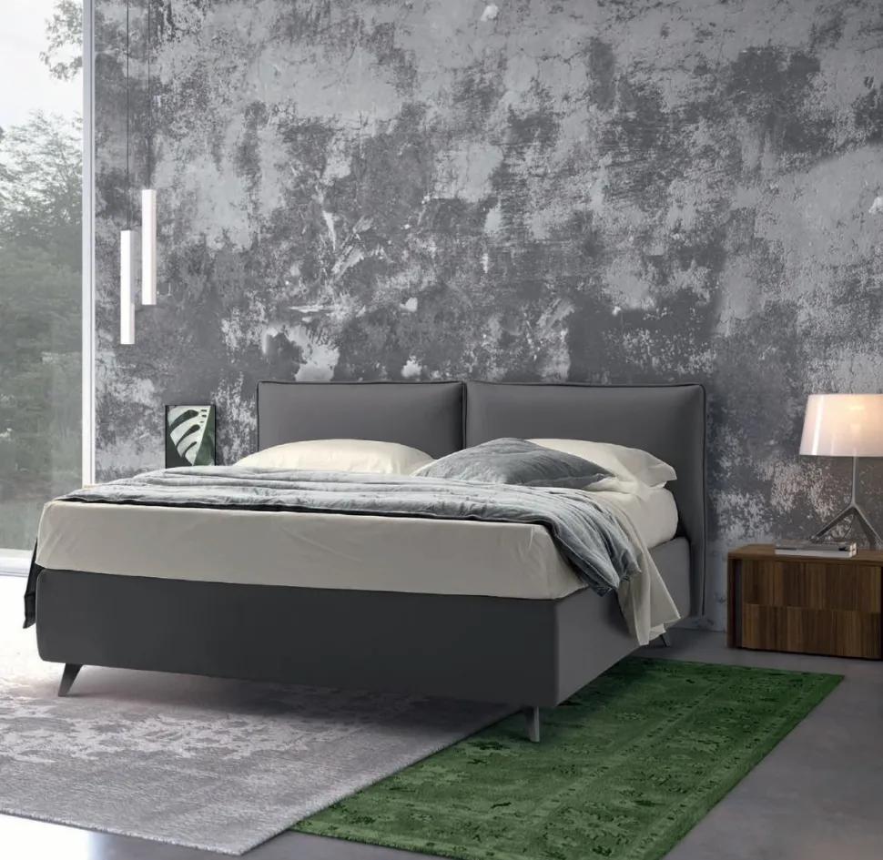 Letto matrimoniale imbottito in tessuto modello Meta linea Lotto