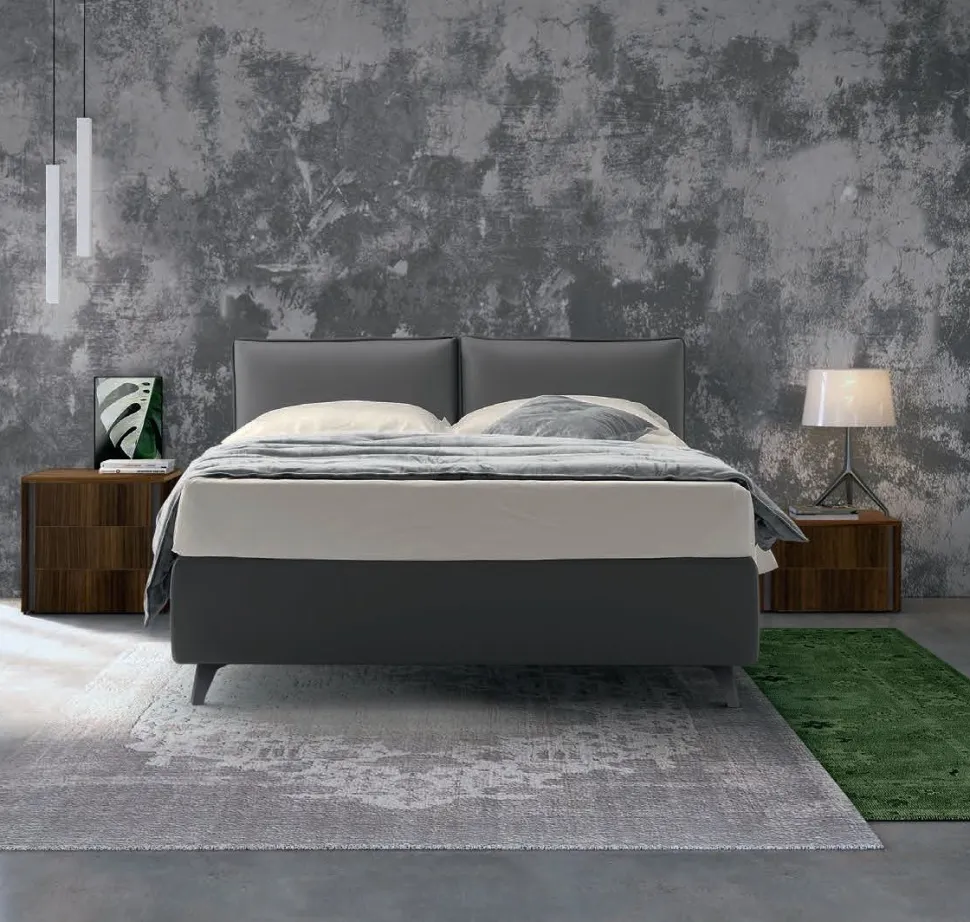 Letto matrimoniale imbottito in tessuto modello Meta linea Lotto