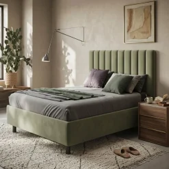 Letto Matrimoniale Imbottito in Velluto Berlino - Linea Cherie (Colori e Accessori Personalizzabili)