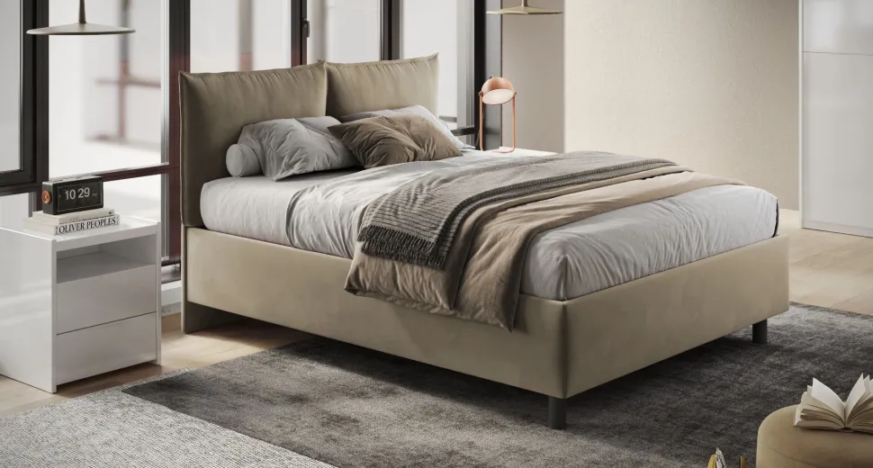 Letto matrimoniale imbottito in tessuto moderno Collezione Cheriè 8 Varianti Colore