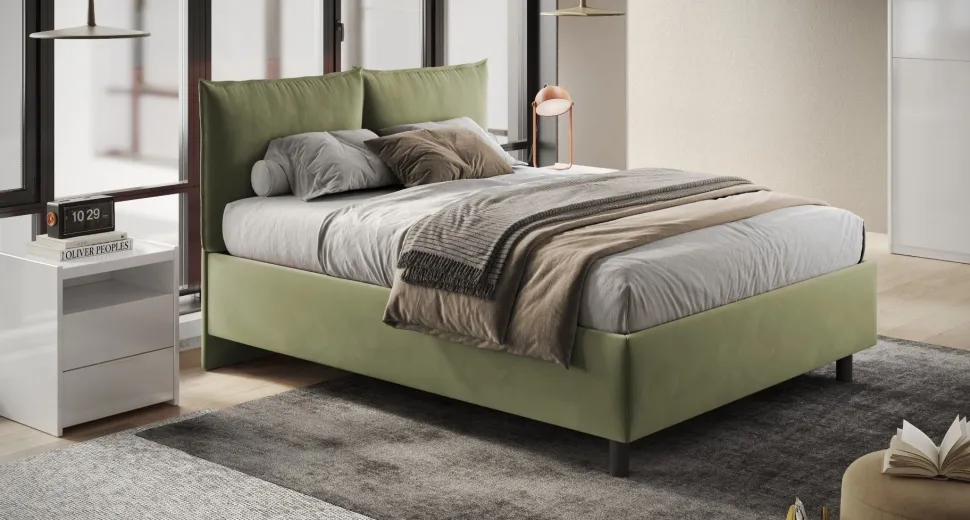 Letto matrimoniale imbottito in tessuto moderno Collezione Cheriè 8 Varianti Colore