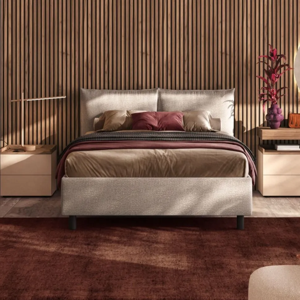 Letto matrimoniale imbottito in tessuto moderno Collezione Cheriè 8 Varianti Colore