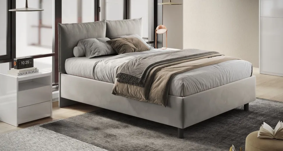 Letto matrimoniale imbottito in tessuto moderno Collezione Cheriè 8 Varianti Colore