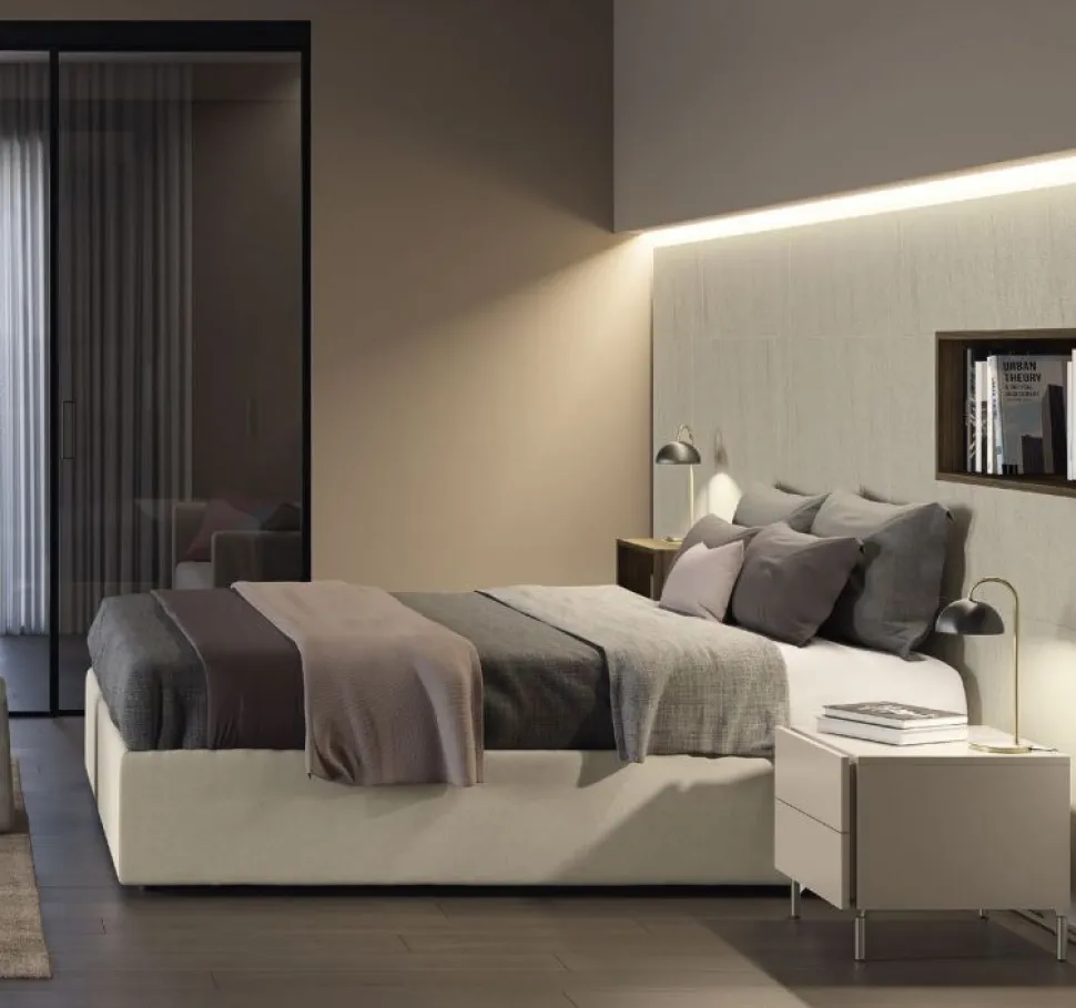 Letto matrimoniale imbottito in tessuto modello Conte linea Lotto