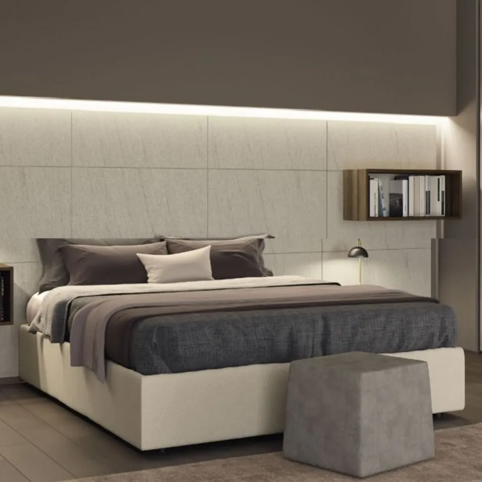 Letto matrimoniale imbottito in tessuto modello Conte linea Lotto