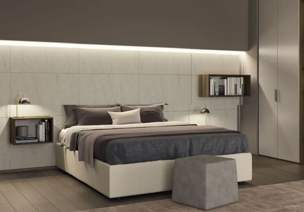 Letto matrimoniale imbottito in tessuto modello Conte linea Lotto