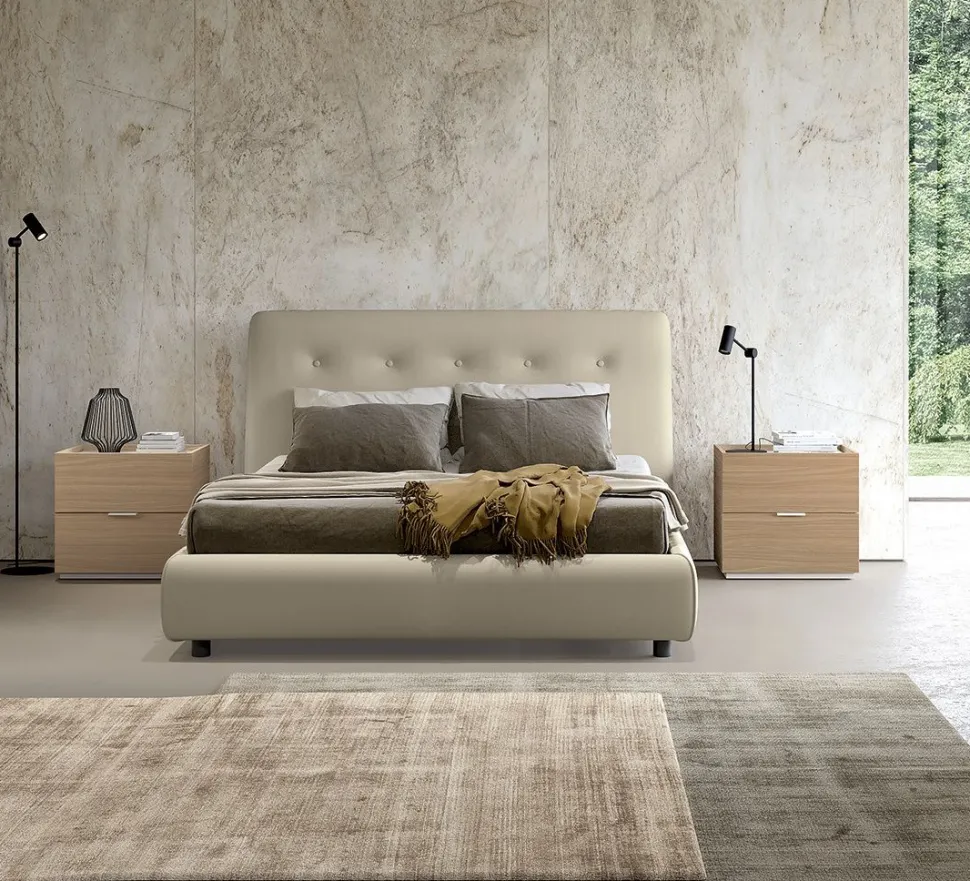 Letto matrimoniale imbottito Neo linea Lotto disponibile in vari colori e tessuti