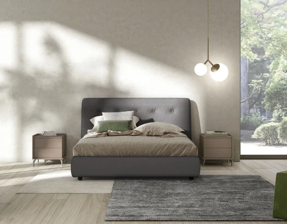 Letto matrimoniale imbottito Neo linea Lotto disponibile in vari colori e tessuti