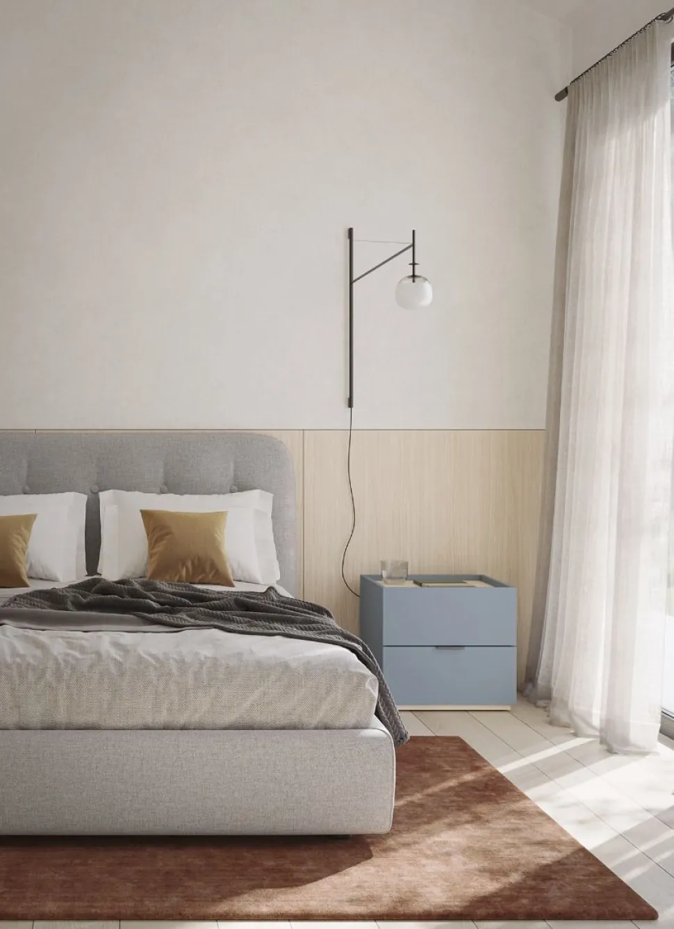 Letto matrimoniale imbottito Neo linea Lotto disponibile in vari colori e tessuti