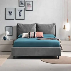 Letto matrimoniale imbottito Ian linea Domino disponibile in 3 colori
