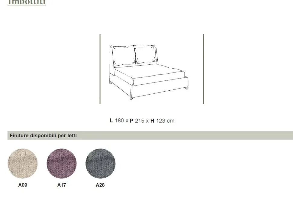 Letto matrimoniale imbottito Ian linea Domino disponibile in 3 colori