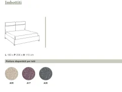 Letto matrimoniale imbottito Milko linea Domino disponibile in 3 colori