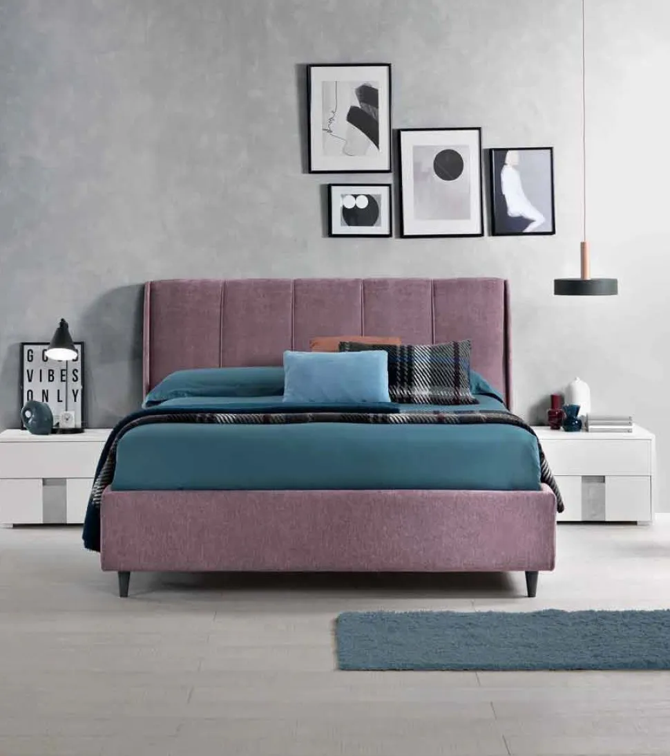Letto matrimoniale imbottito Alessandra linea Domino disponibile in 3 colori