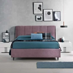 Letto matrimoniale imbottito Alessandra linea Domino disponibile in 3 colori