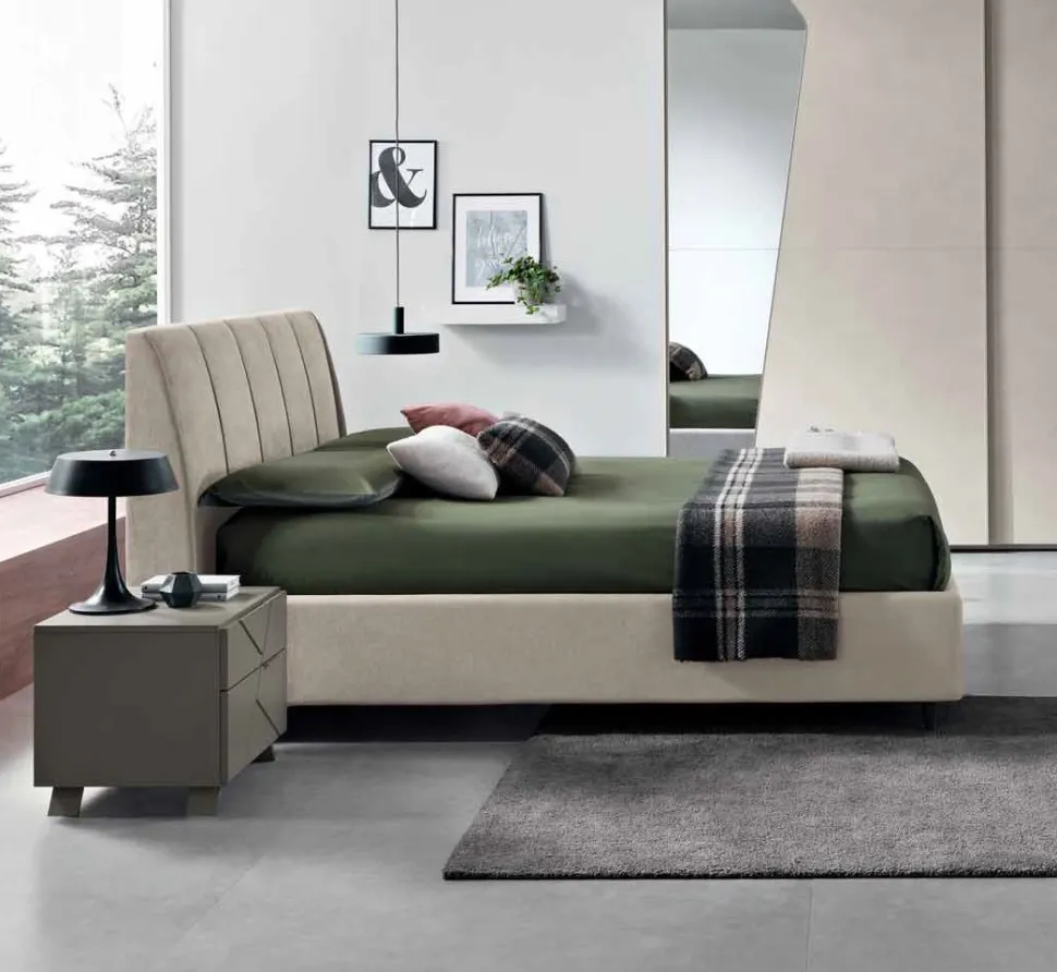 Letto matrimoniale imbottito Alessandra linea Domino disponibile in 3 colori