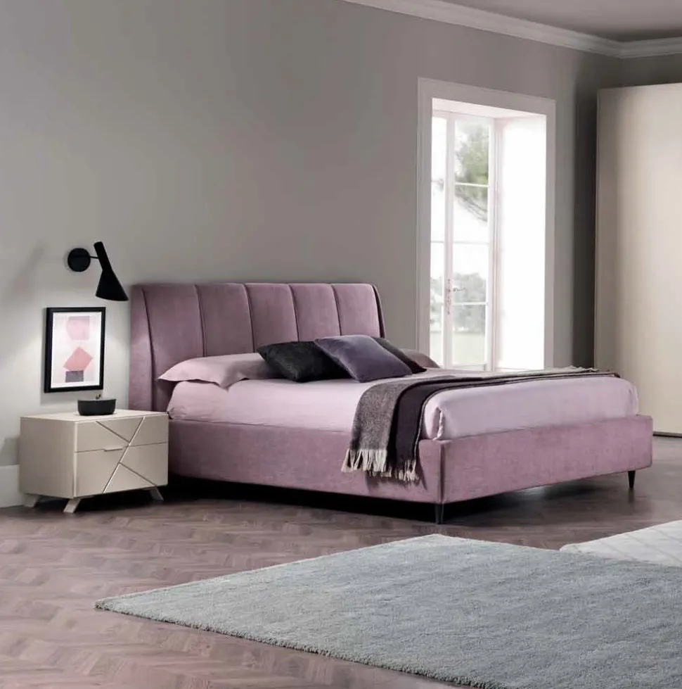 Letto matrimoniale imbottito Alessandra linea Domino disponibile in 3 colori
