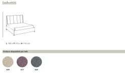 Letto matrimoniale imbottito Alessandra linea Domino disponibile in 3 colori