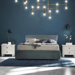Letto matrimoniale imbottito in tessuto Beky linea Ginevra disponibile in vari colori