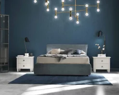 Letto matrimoniale imbottito in tessuto Beky linea Ginevra disponibile in vari colori